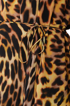 فستان حرير متوسط الطول بطبعة جلد الفهد